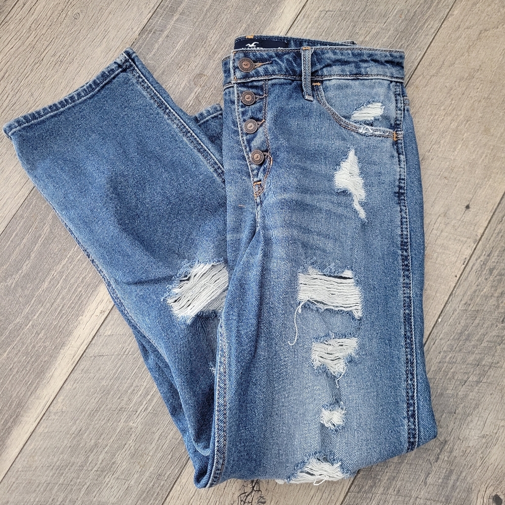 Hollister Mid Rise Crop Boyfriend Jeans 3R